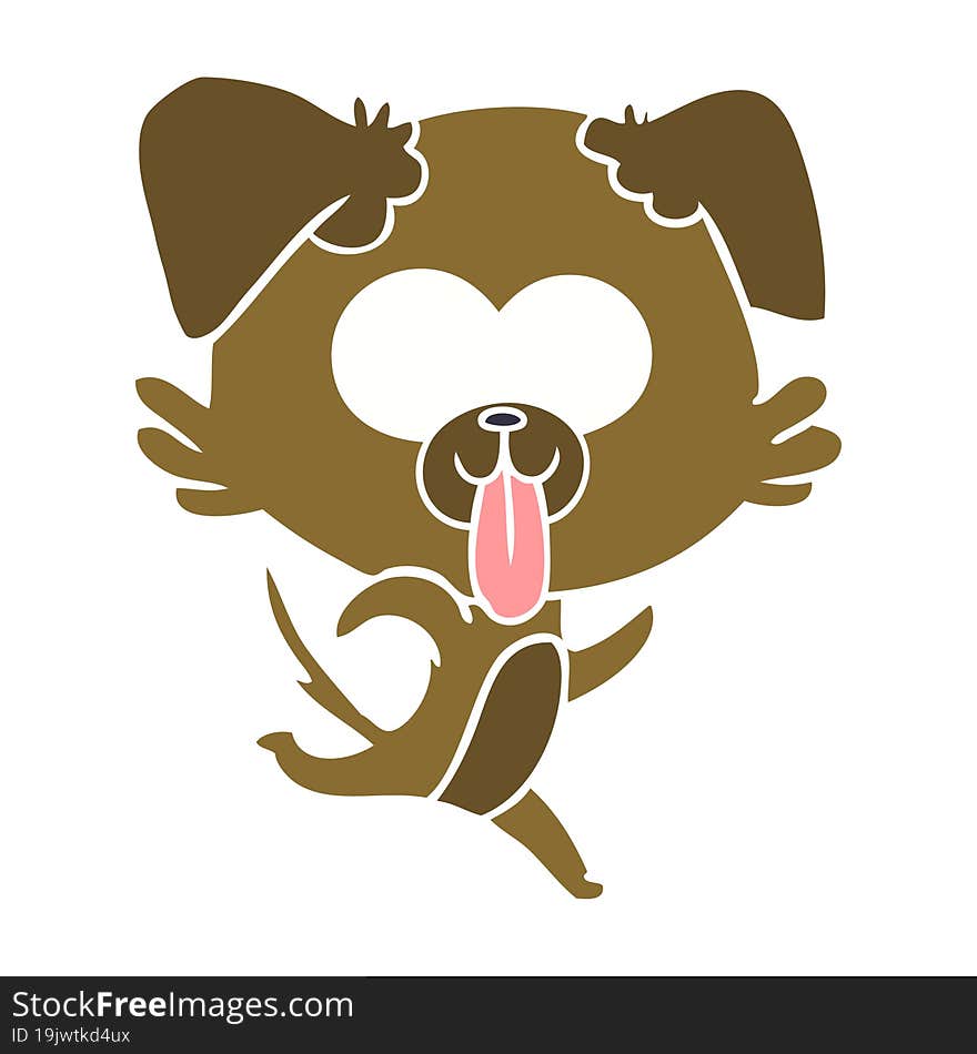 flat color style cartoon dog with tongue sticking out