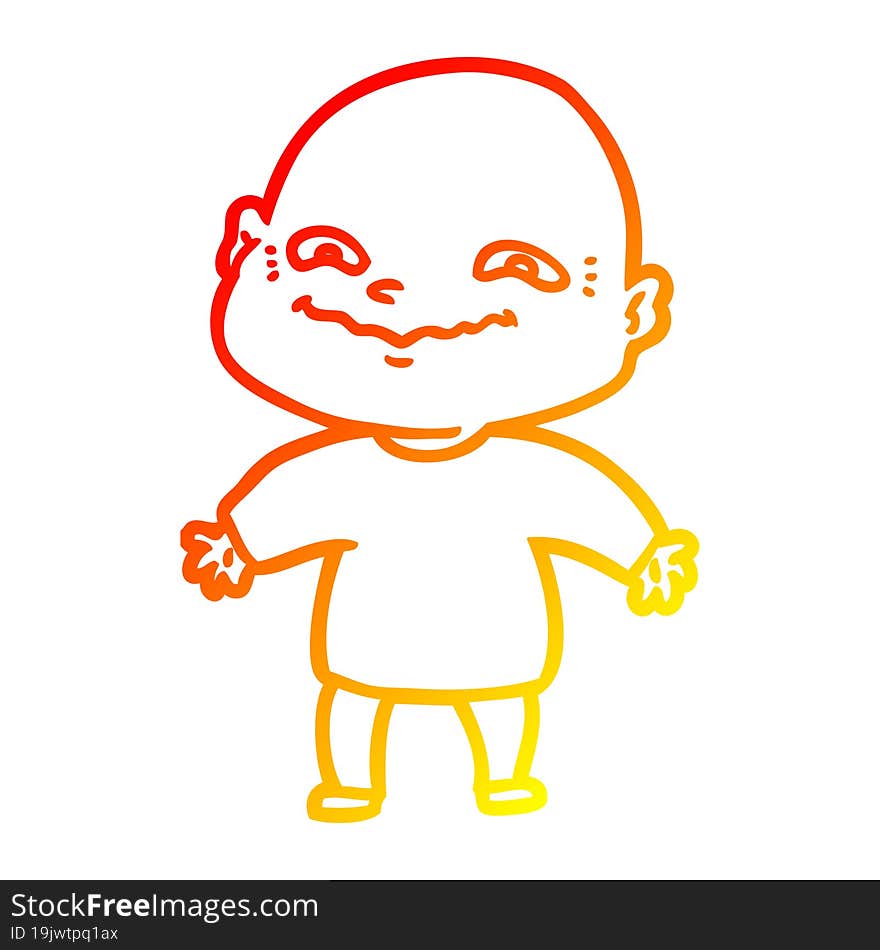 warm gradient line drawing of a cartoon nervous man