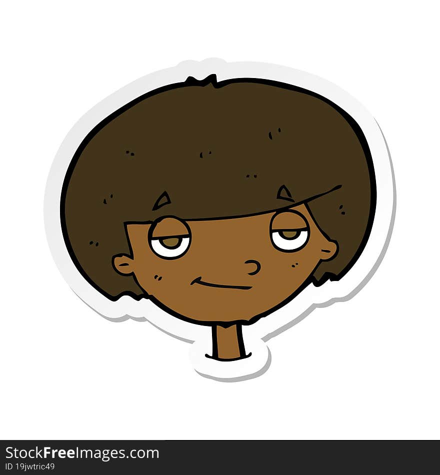 sticker of a cartoon smug looking boy