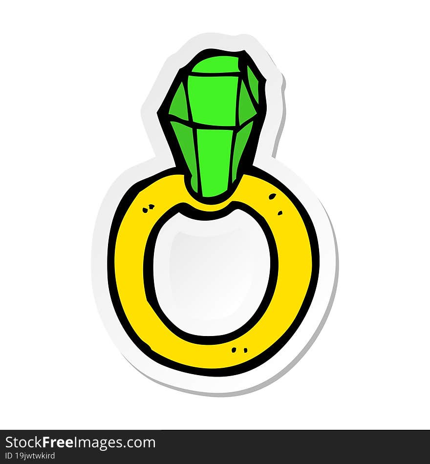 sticker of a cartoon ruby ring