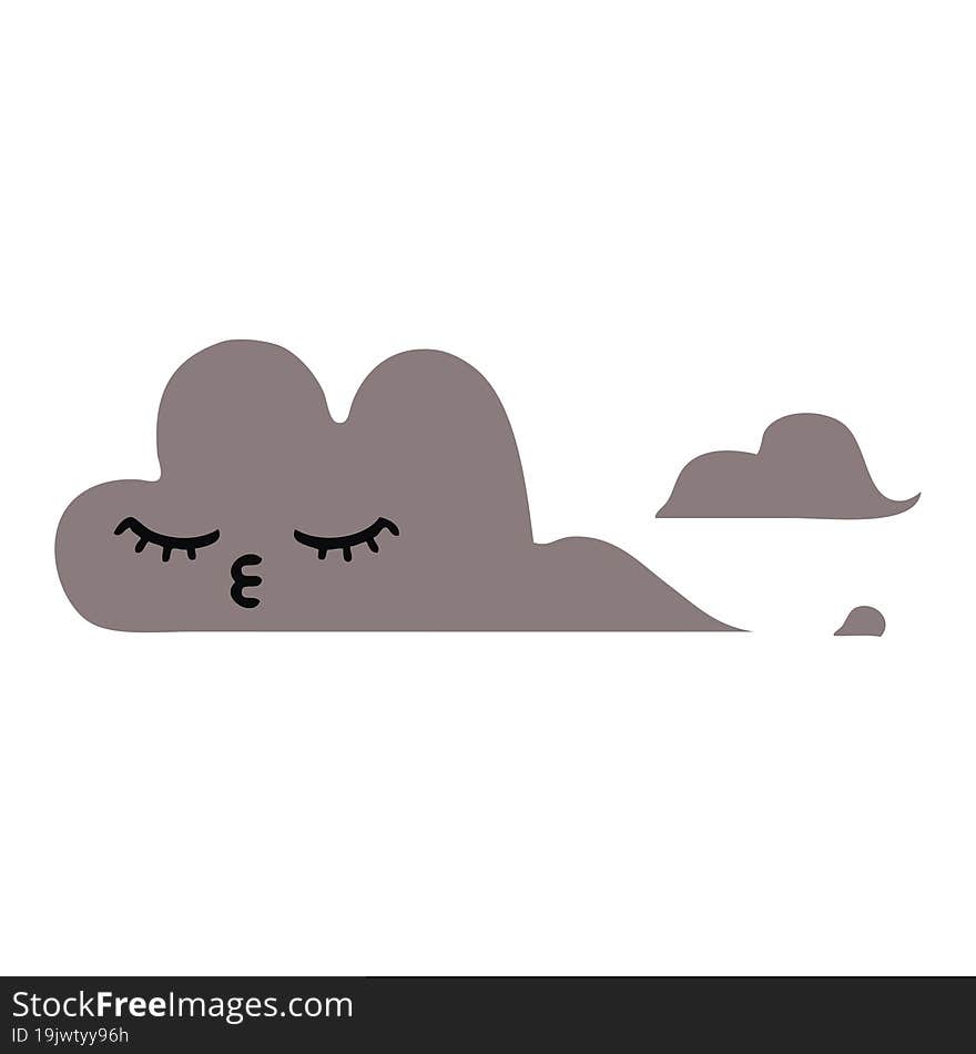 flat color retro cartoon storm cloud