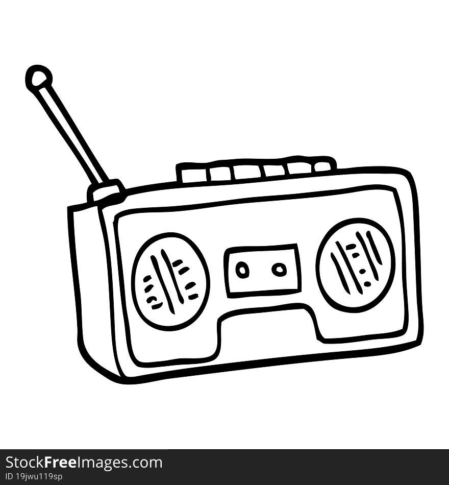 black and white cartoon radio player