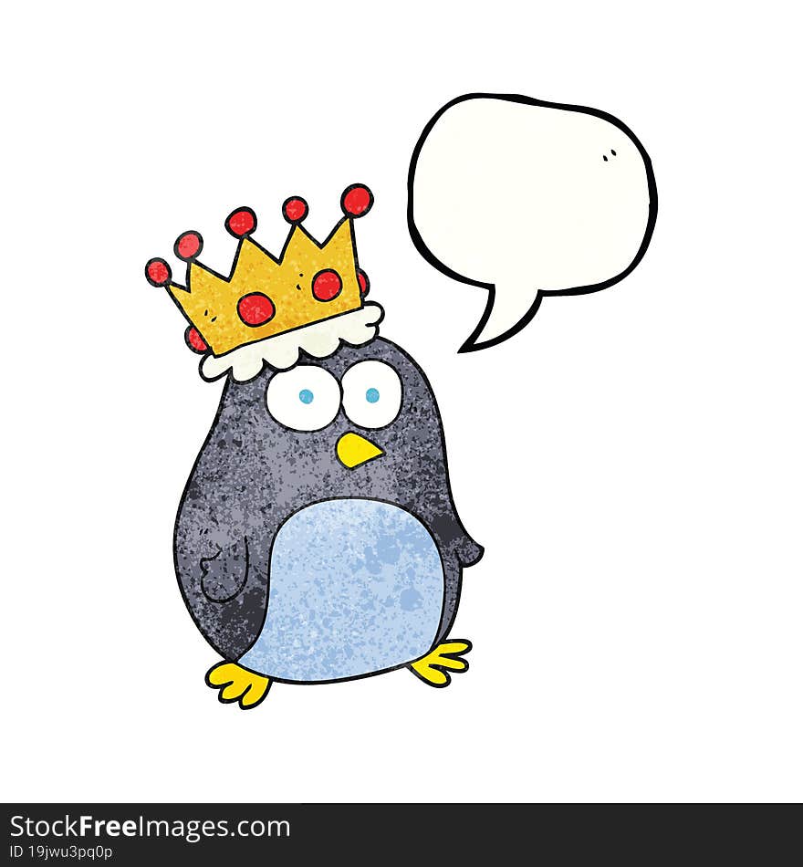 speech bubble textured cartoon emperor penguin