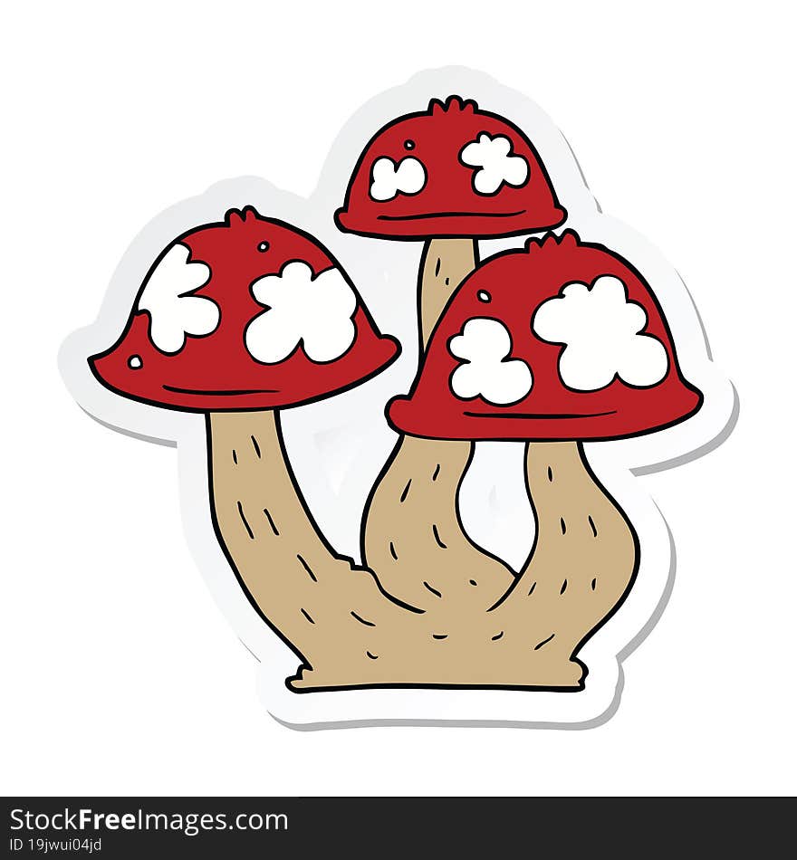 sticker of a cartoon mushrooms