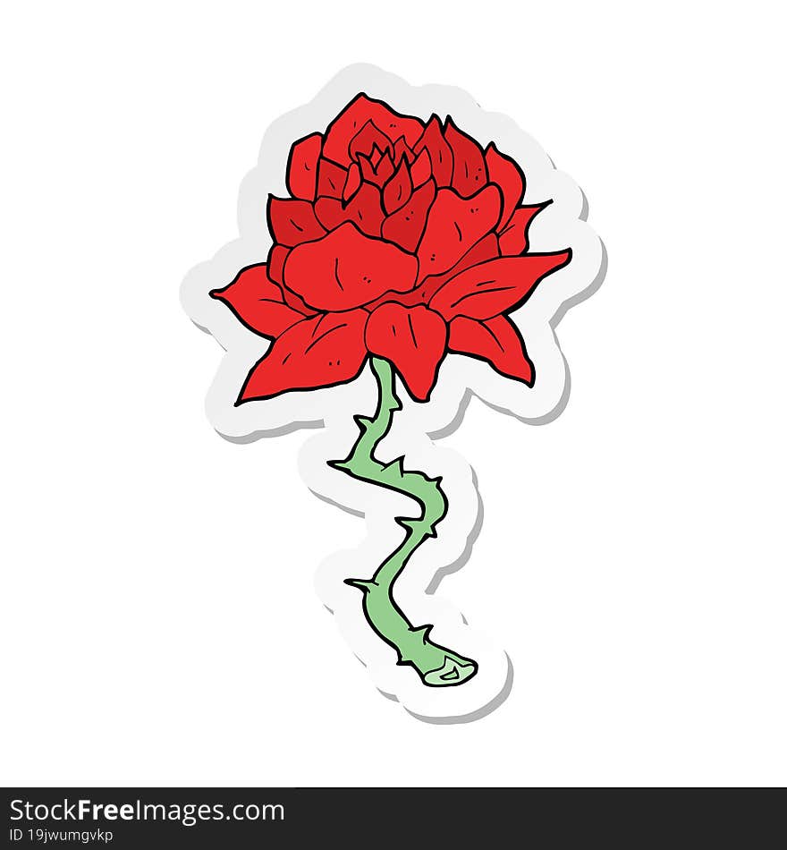 sticker of a cartoon tattoo rose