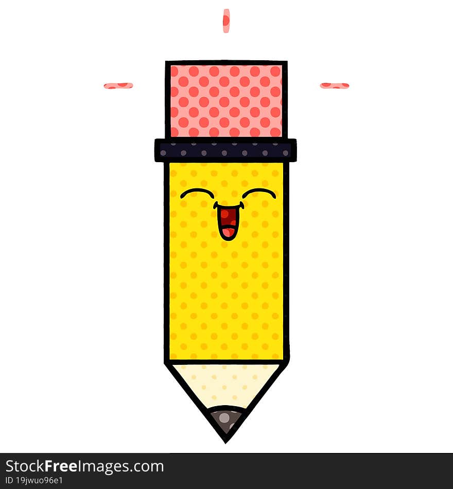 comic book style cartoon of a pencil