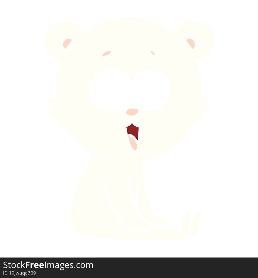 laughing teddy  bear flat color style cartoon