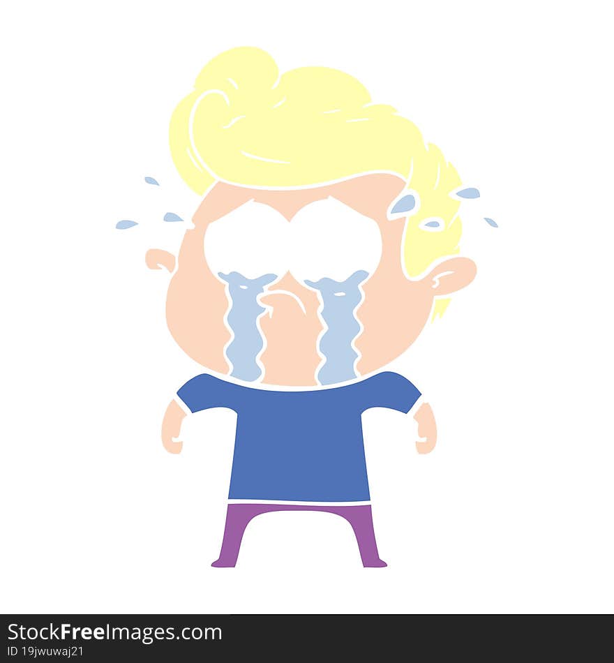 flat color style cartoon crying man