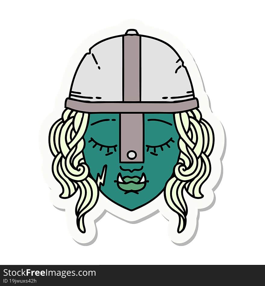 orc fighter character face sticker