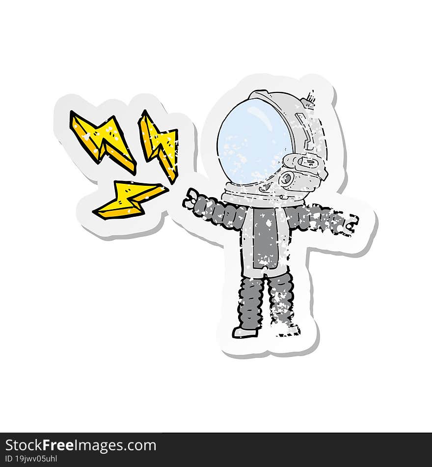 retro distressed sticker of a cartoon space man