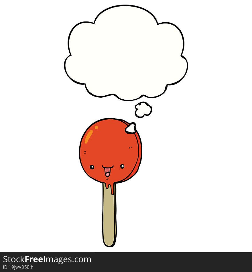 cartoon candy lollipop and thought bubble