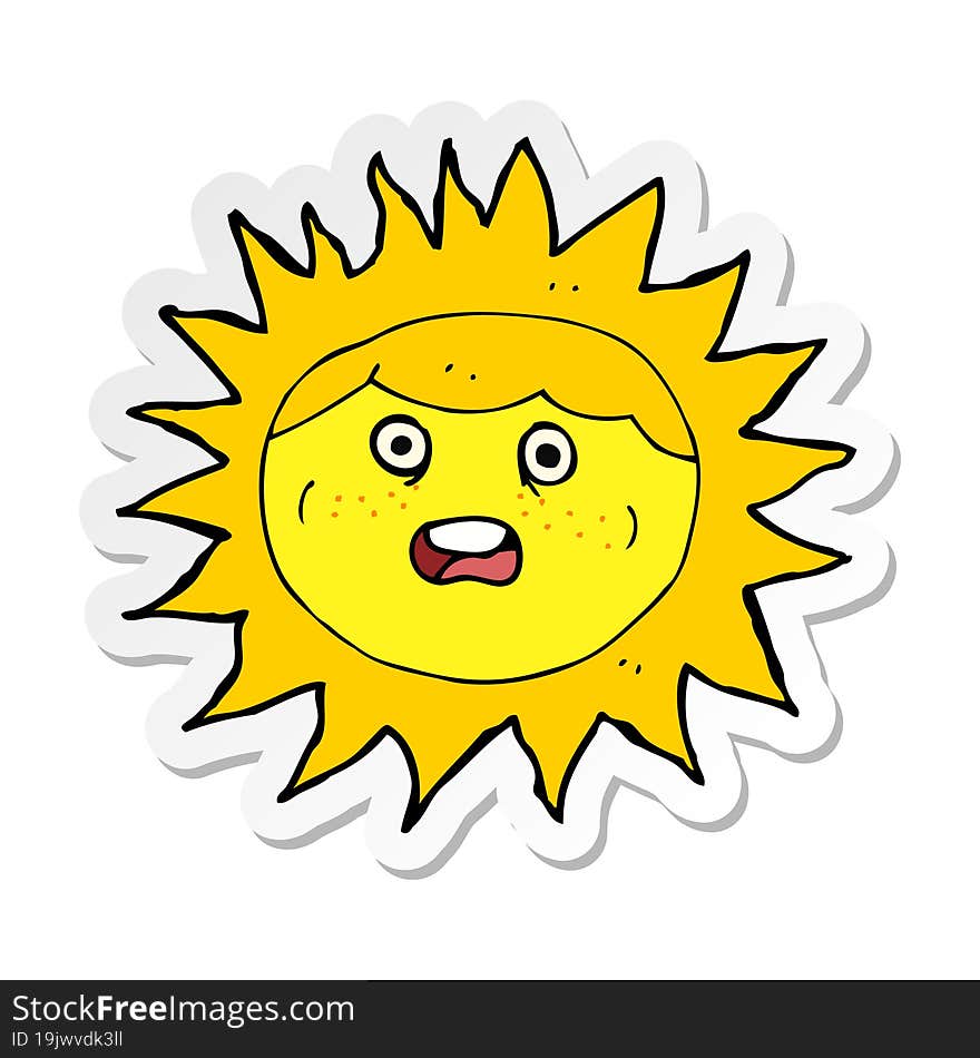 sticker of a sun cartoon character