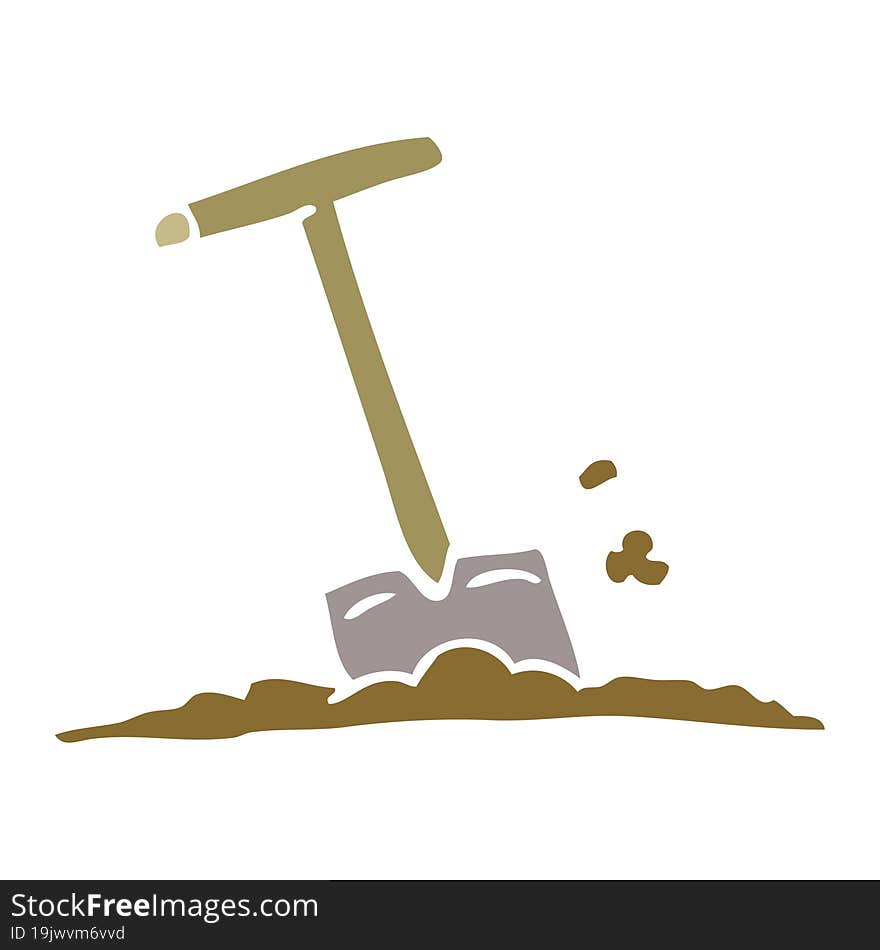 cartoon doodle shovel in dirt