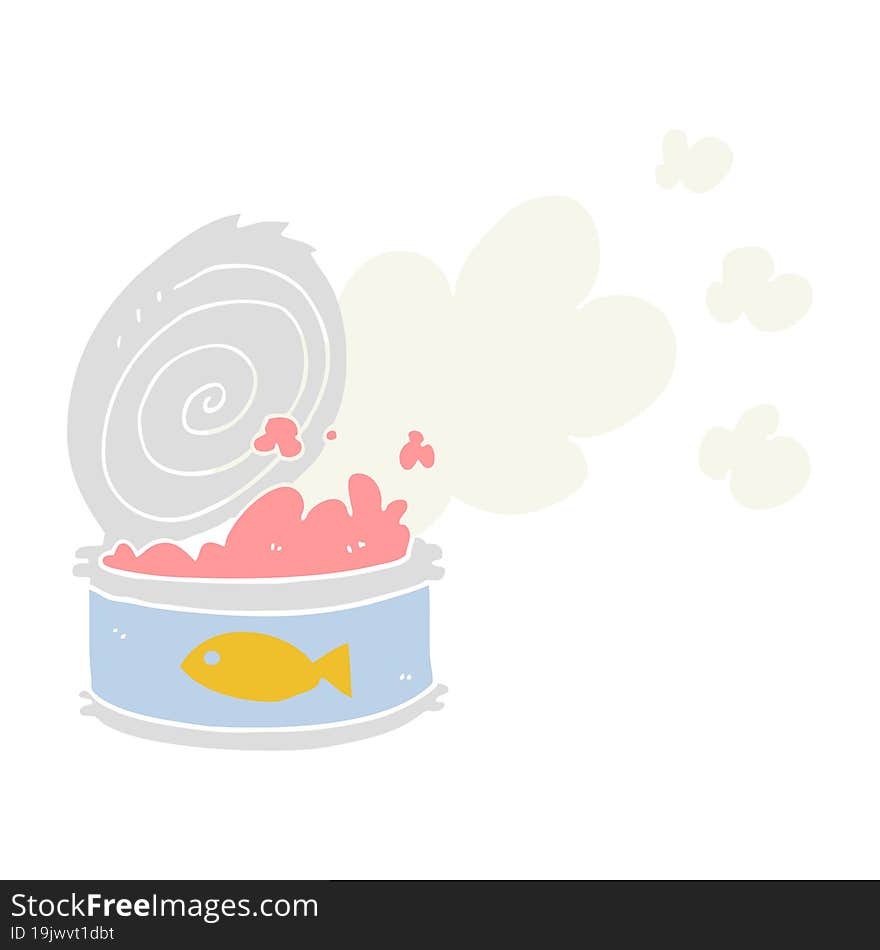 flat color style cartoon smelly can of fish