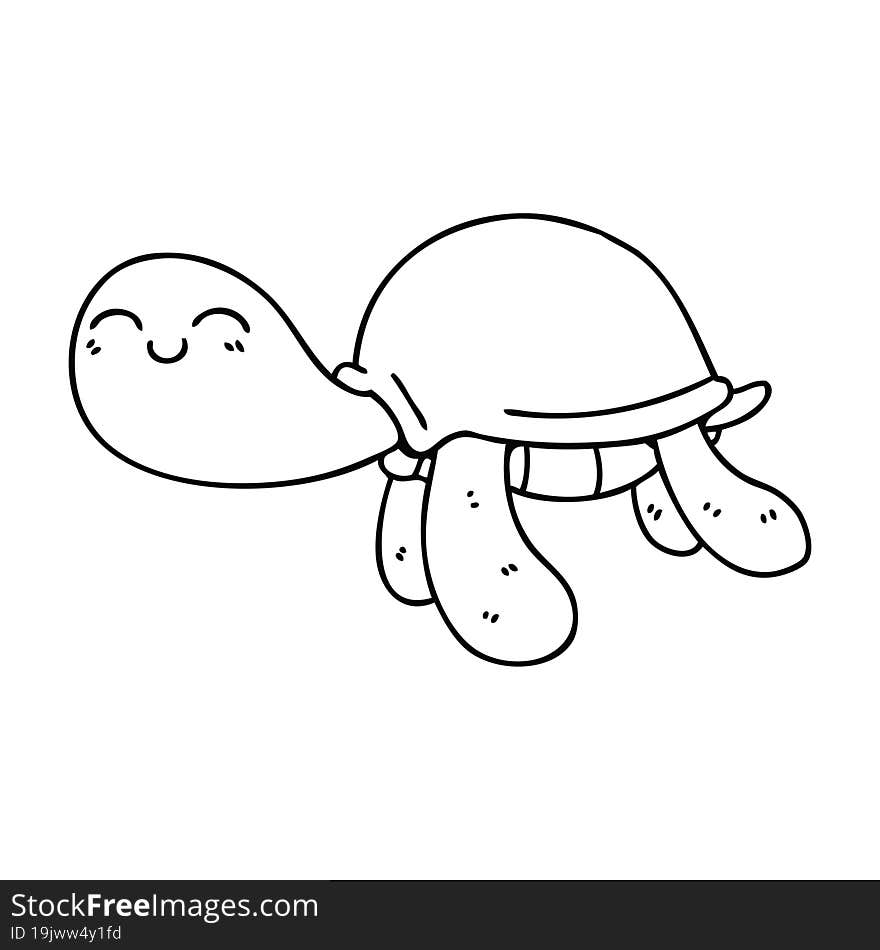 quirky line drawing cartoon turtle