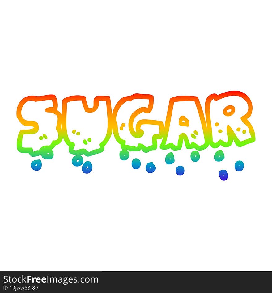 rainbow gradient line drawing cartoon word sugar