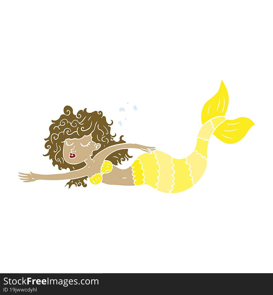 Flat Color Style Cartoon Mermaid