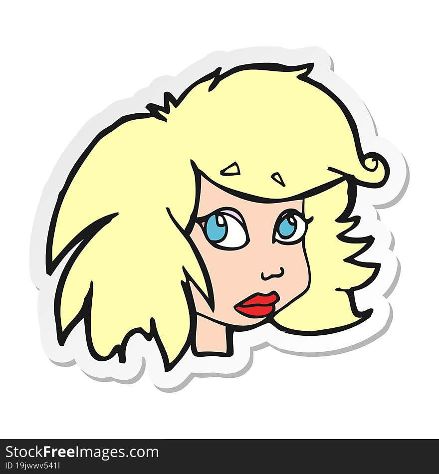 Sticker Of A Cartoon Female Face