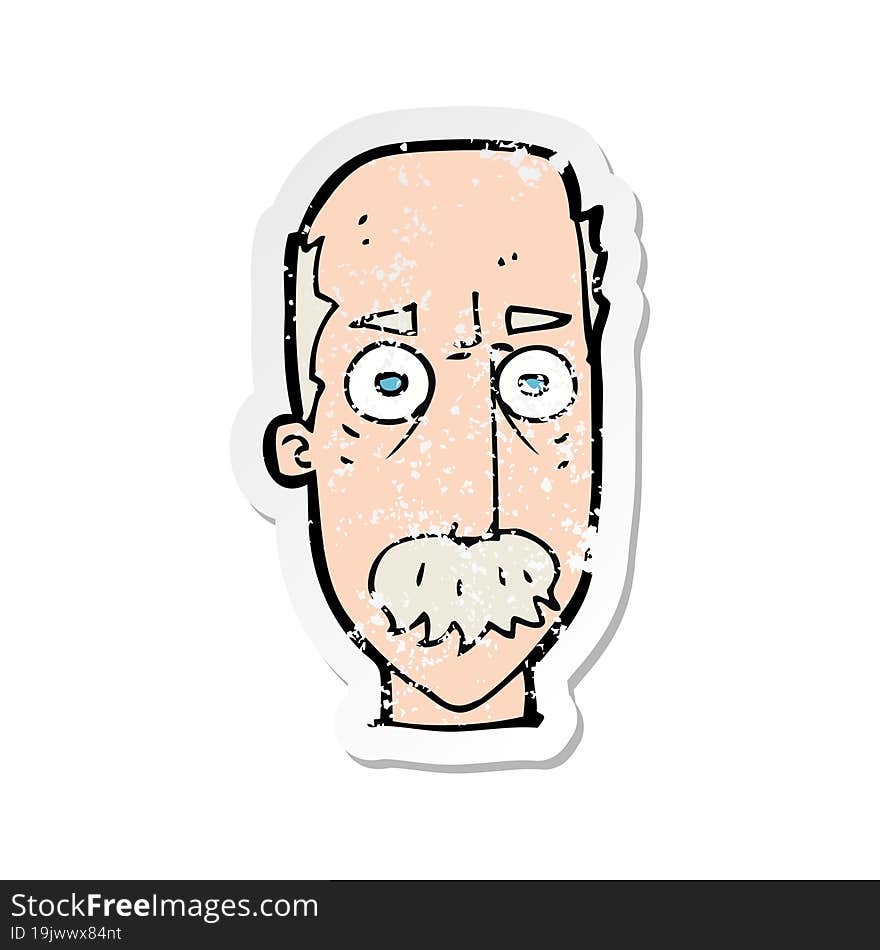 retro distressed sticker of a cartoon man with mustache