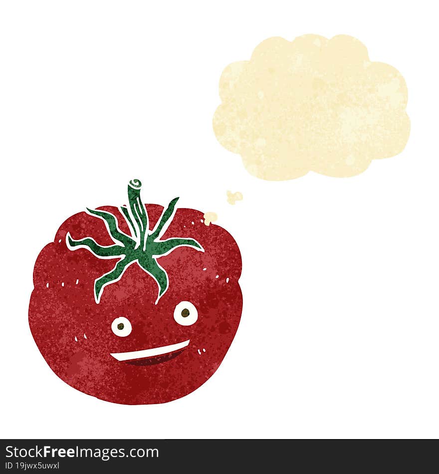 Cartoon Happy Tomato With Thought Bubble