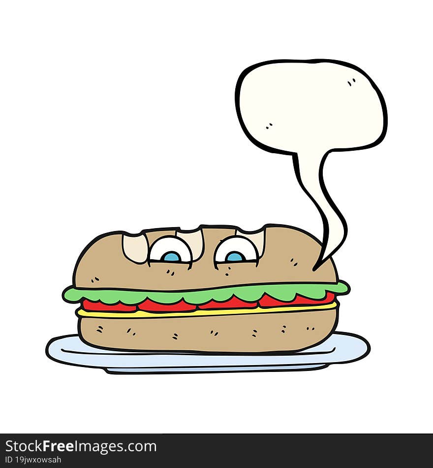 speech bubble cartoon sub sandwich