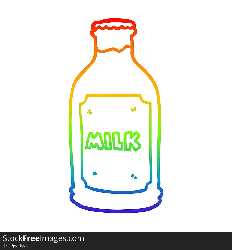 rainbow gradient line drawing cartoon milk bottle