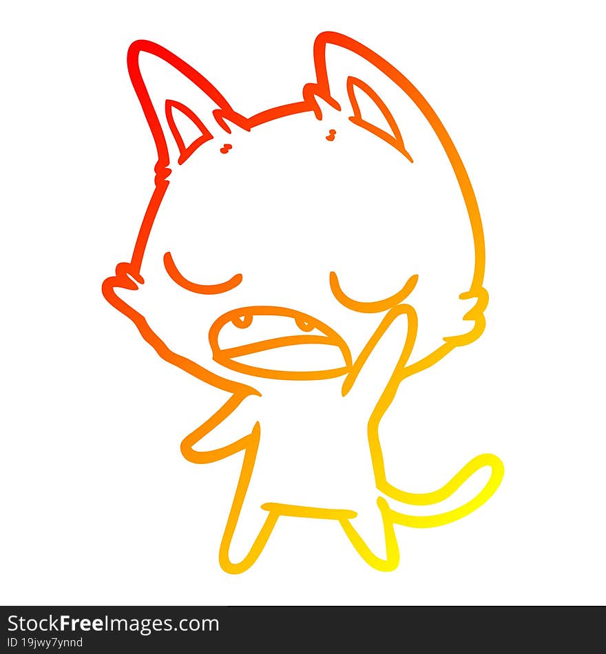 warm gradient line drawing talking cat cartoon