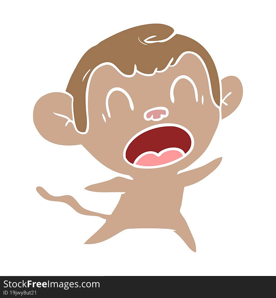 shouting flat color style cartoon monkey