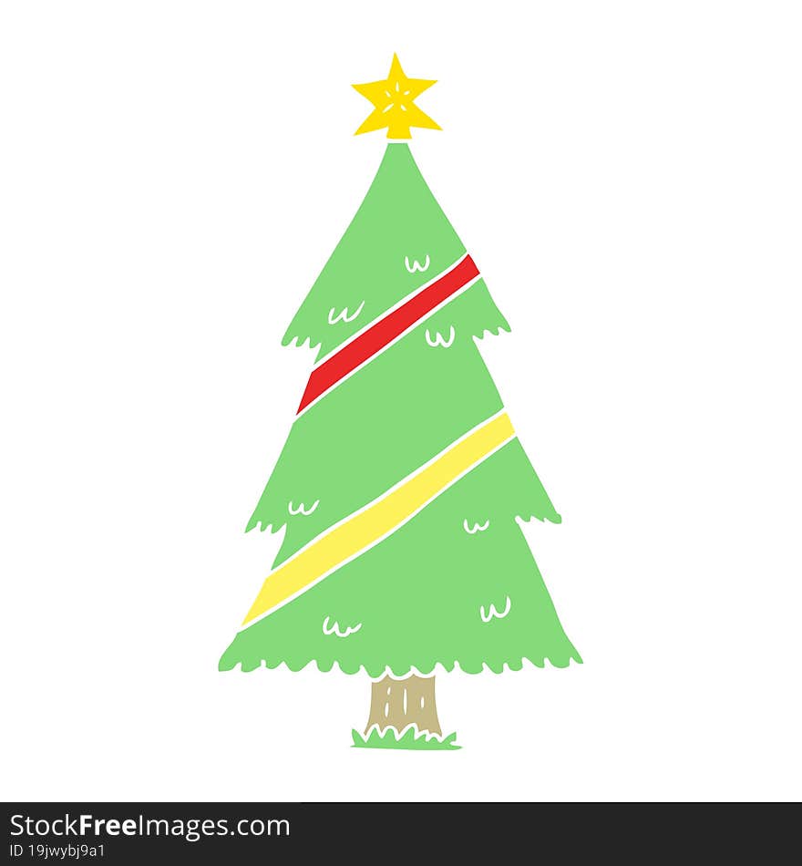 flat color style cartoon christmas tree