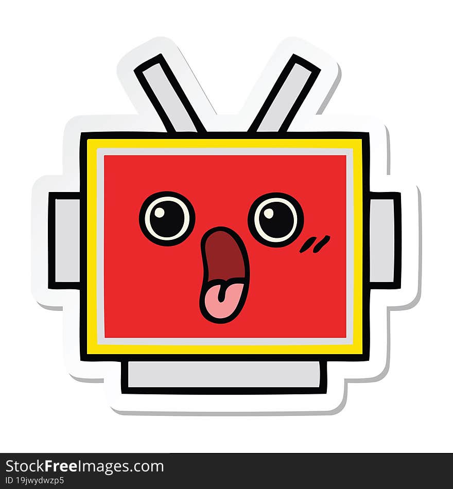 Sticker Of A Cute Cartoon Robot Head