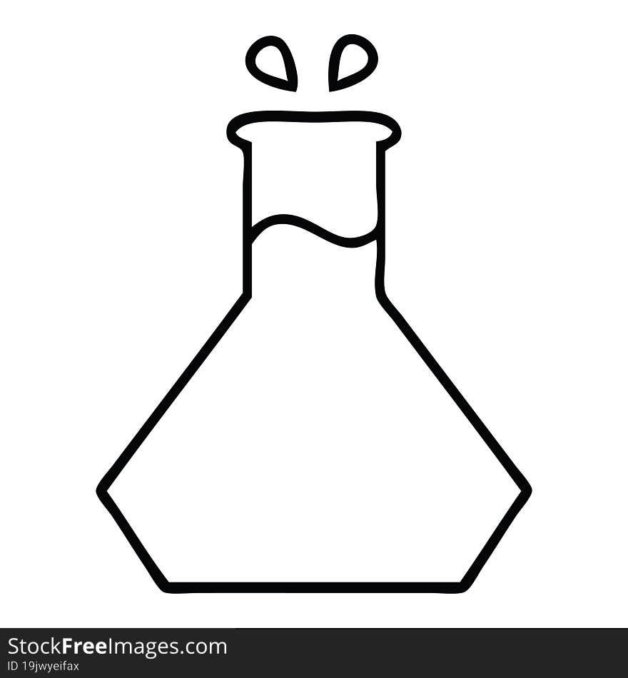 line drawing cartoon of a science experiment