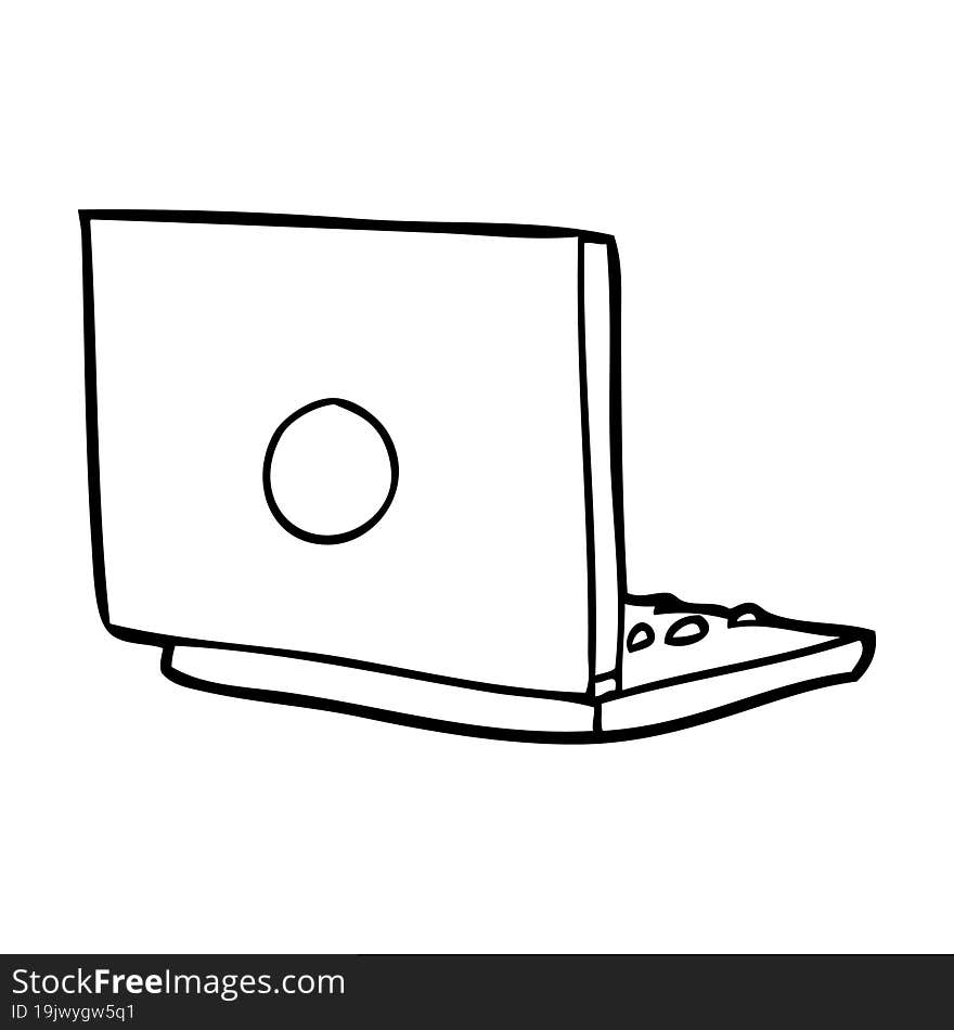 line drawing of a laptop computer. line drawing of a laptop computer