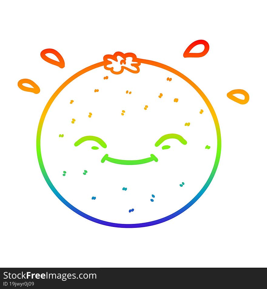 rainbow gradient line drawing of a cartoon orange