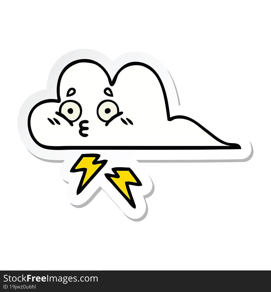 sticker of a cute cartoon thunder cloud