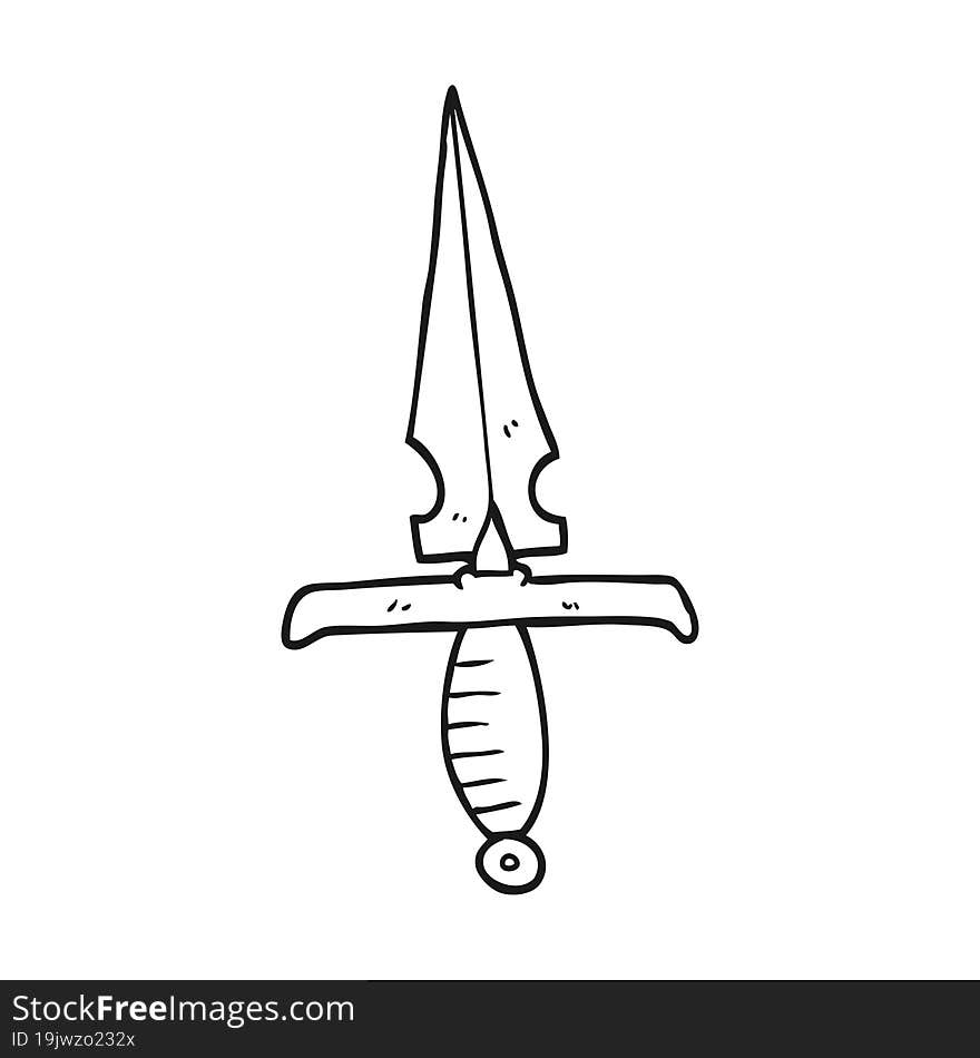 black and white cartoon dagger