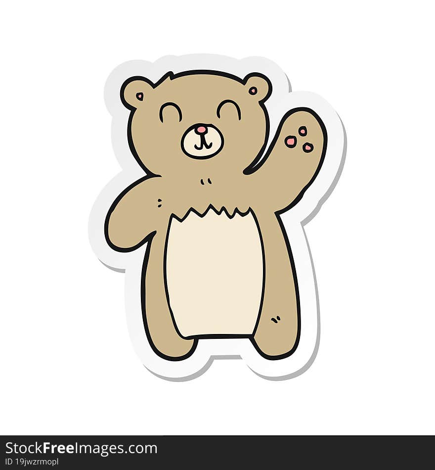 sticker of a cartoon teddy bear