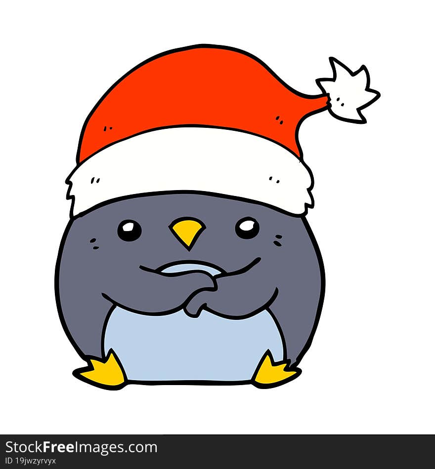 cute cartoon penguin wearing christmas hat