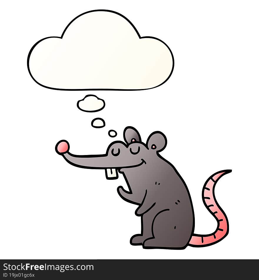 cartoon rat and thought bubble in smooth gradient style