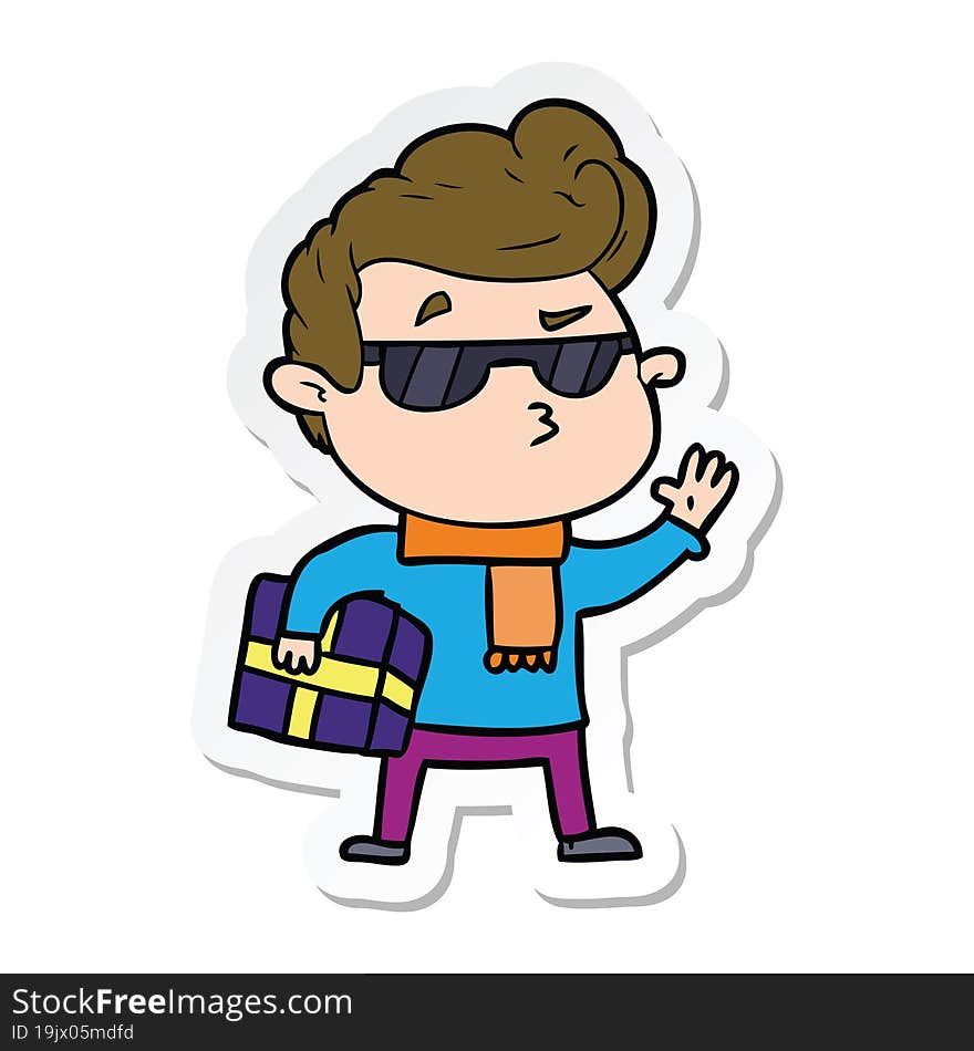 sticker of a cartoon cool guy