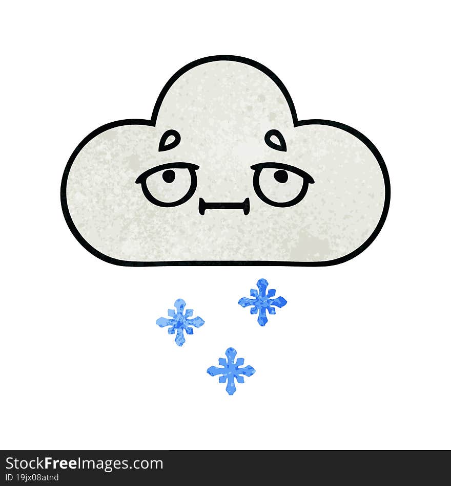 retro grunge texture cartoon of a snow cloud