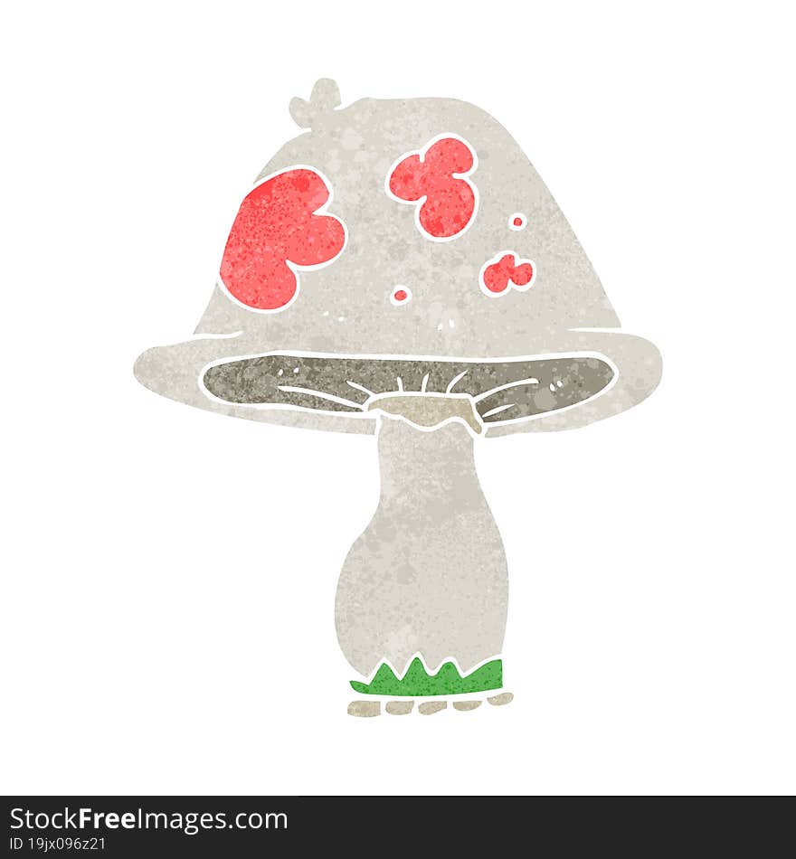 freehand retro cartoon mushroom