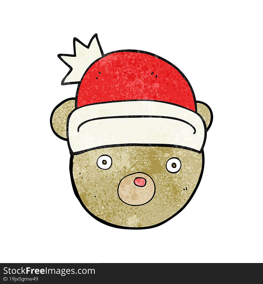 Textured Cartoon Teddy Bear Wearing Christmas Hat