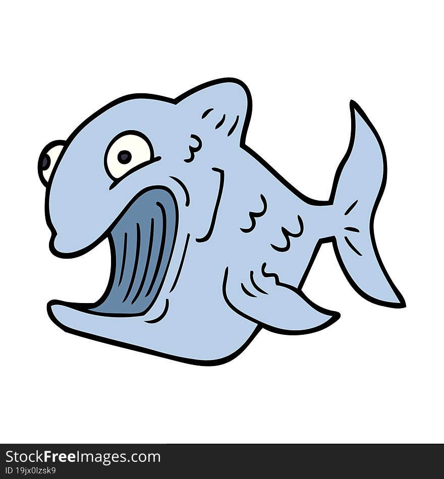 funny cartoon doodle fish