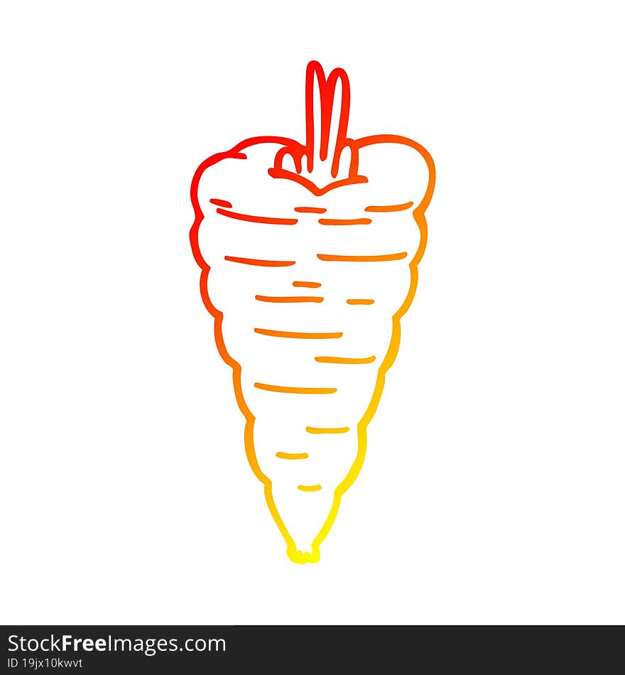 Warm Gradient Line Drawing Cartoon Carrot