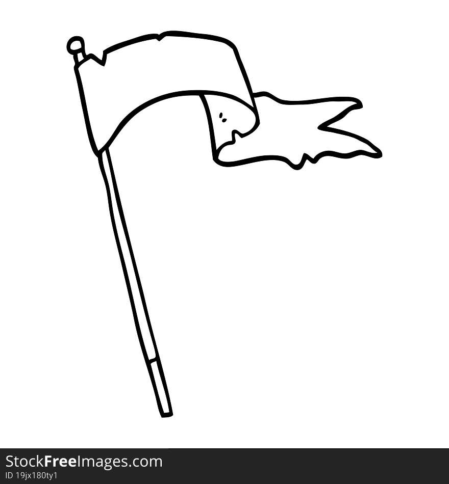 line drawing cartoon waving white banner flag