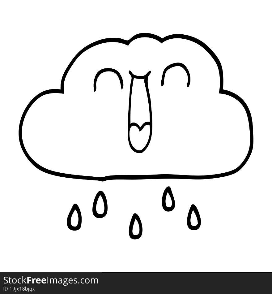 happy line drawing cartoon rain cloud