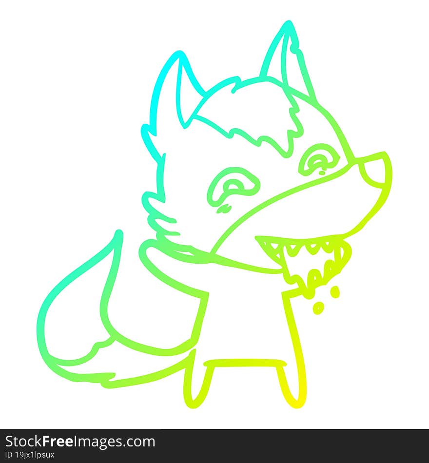 cold gradient line drawing cartoon hungry wolf