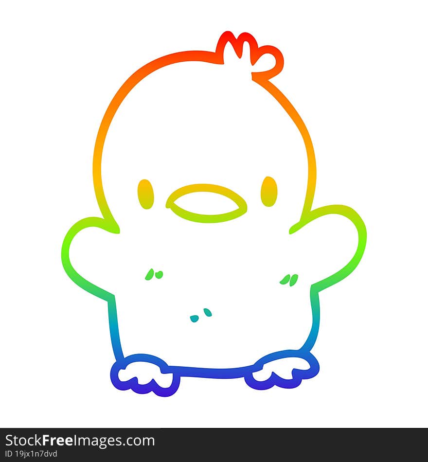 Rainbow Gradient Line Drawing Cartoon Baby Duck