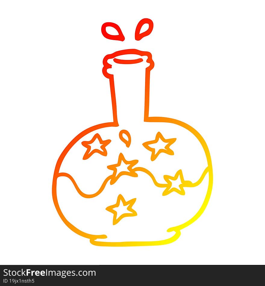 warm gradient line drawing cartoon magic potion