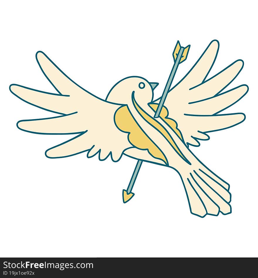 Tattoo Style Icon Of A Dove Pierced With Arrow